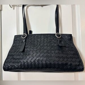 Brighton Ferrara Woven Leather Shoulder Bag - Black